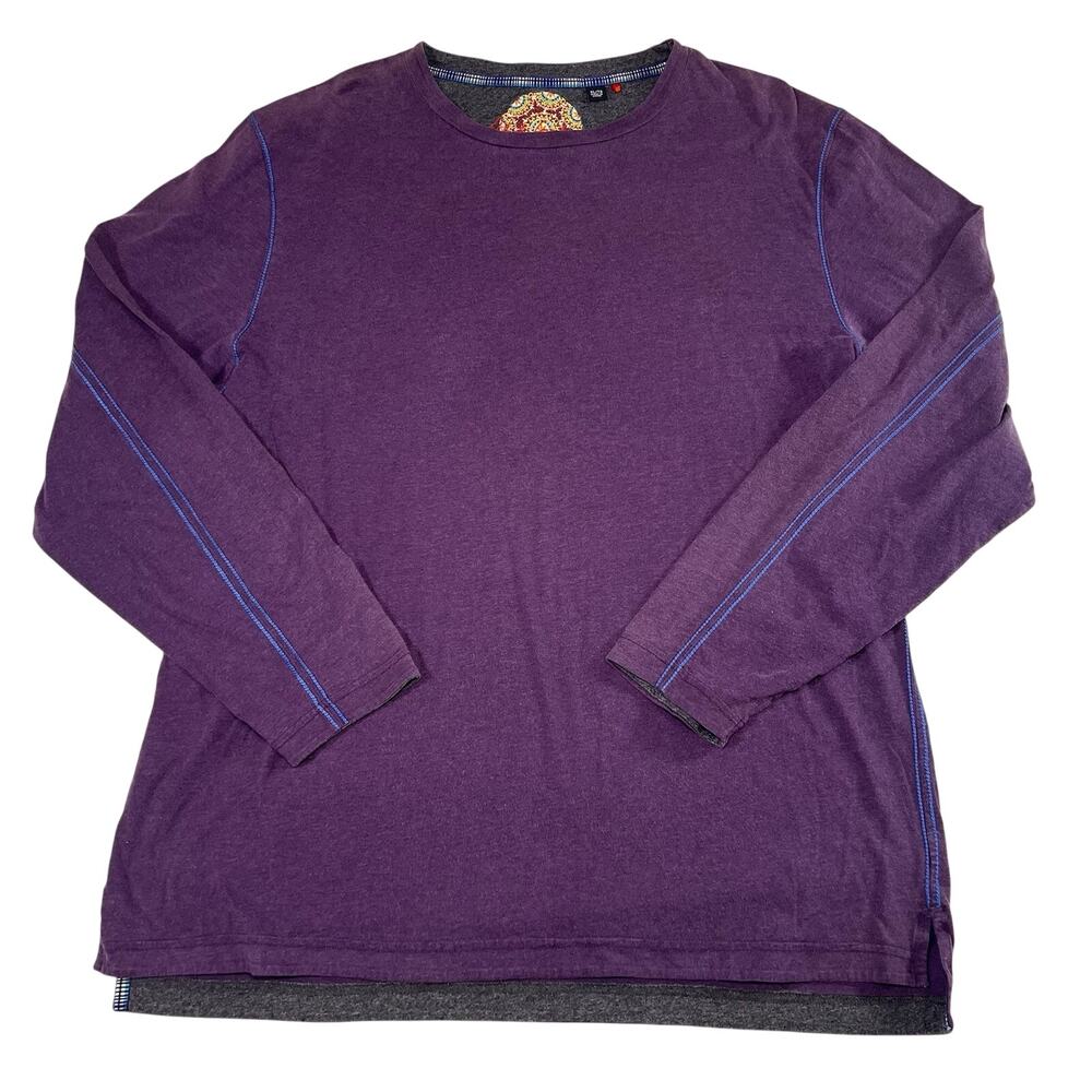 Robert Graham Long Sleeve T-Shirt Men's Size XL Purple Blue Contrast Designer